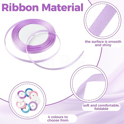 8Rolls 4 Colors Single Face Satin Ribbon OCOR-FS0001-10E-1