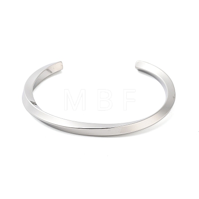 Non-Tarnish 304 Stainless Steel Twisted Open Cuff Bangles for Women BJEW-B097-01P-1