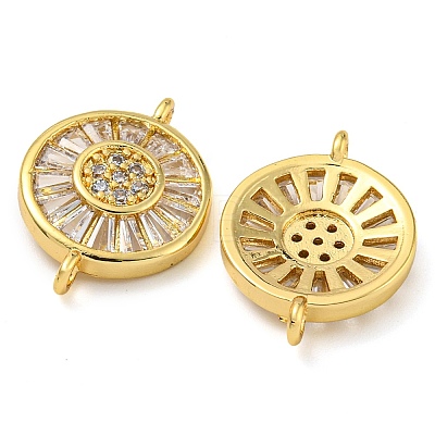 Rack Plating Brass Pave Cubic Zirconia Wheel Connector Charms KK-Z063-29G-01-1