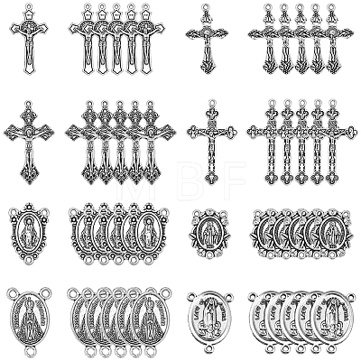24Pcs 4 Styles Tibetan Style Religion Alloy Virgin Chandelier Component Links FIND-SC0024-31-1