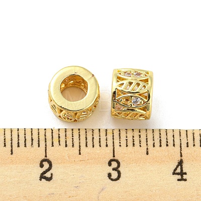 Brass Micro Pave Cubic Zirconia European Beads KK-H452-18G-1