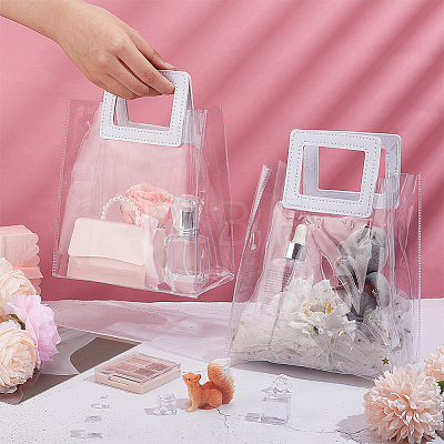 Valentine's Day Rectangle Transparent PVC Storage Bags with Handle ABAG-WH0046-05B-1