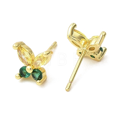 Butterfly Real 18K Gold Plated Brass Stud Earrings EJEW-L270-07G-1