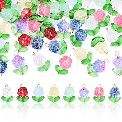10Pcs Glass Pendants PALLOY-YW00063-01-1
