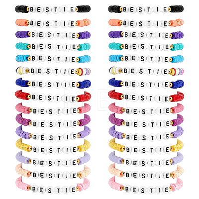 30Pcs Handmade Polymer Clay & Acrylic Bead Bracelets BJEW-PH02007-1