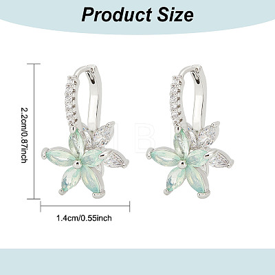2 Pairs 2 Colors Cubic Zirconia Flower Hoop Earrings EJEW-FI0001-23-1