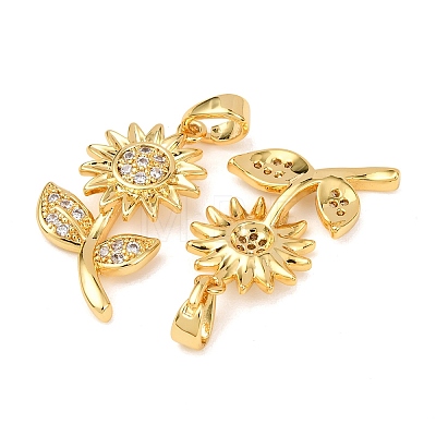 Brass Micro Pave Clear Cubic Zirconia Pendants KK-G543-05G-01-1