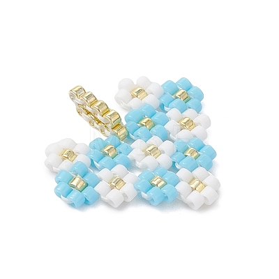 MIYUKI Glass Seed Beaded Heart with Flower Pendants PALLOY-MZ01113-03-1