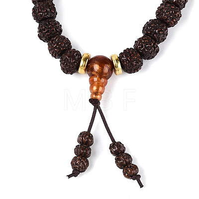 Buddhist Jewelry Prayer 108 Rudraksha Seed Mala Beads Necklaces NJEW-M102-01-1-1