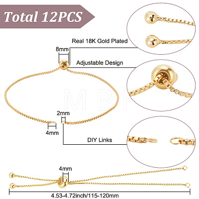 HOBBIESAY 12Pcs Rack Plating Brass Chain Link Bracelet Making KK-HY0003-57G-1
