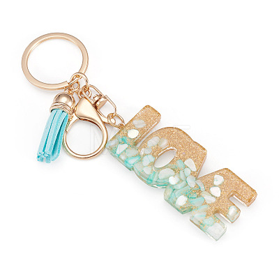 Alloy & Resin Tassel Keychainss AJEW-TADJ0001-20G-04-1