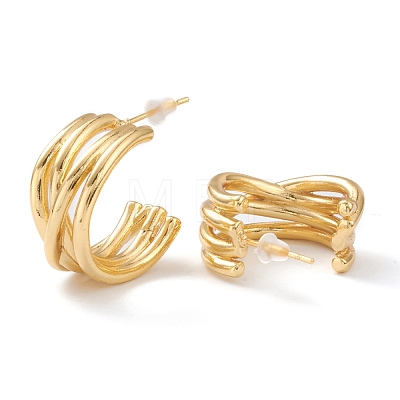 Brass Half Hoop Earrings EJEW-A056-07G-1