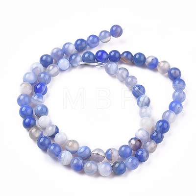 Natural Striped Agate/Banded Agate Beads Strands G-I261-C02-6mm-1