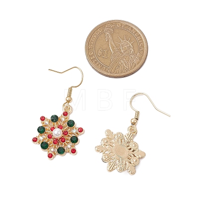 Christmas Alloy Rhinestone Dangle Earrings EJEW-JE06121-01-1