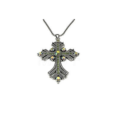 Cross Rhinestone Pendant Necklaces FK0815-3-1