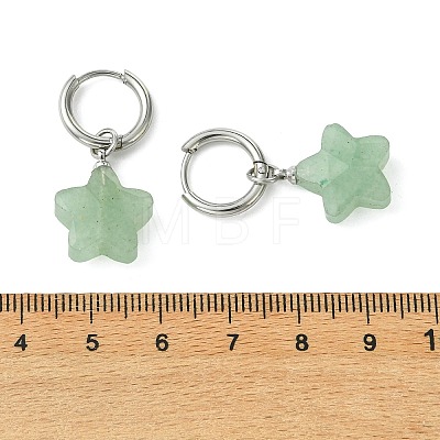 Brass & Natural Green/Blue Aventurine & Quartz Crystal & Rose Quartz & Obsidian Hoop Dangle Earrings EJEW-JE07237-1