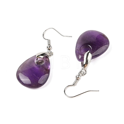 Natutal Amethyst Dangle Earrings EJEW-F343-A06-1