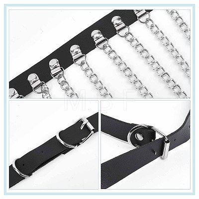 Alloy Chain Tassel Dangle Imitation Leather Chain Belt AJEW-WH0020-42-1