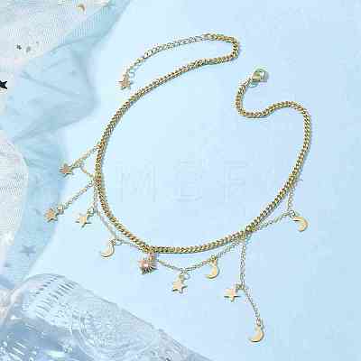 Brass with Stainless Steel Necklaces NJEW-JN04687-1