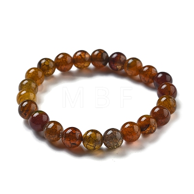 Natural Dyed & Heated Chalcedony Imitation Dragon Veins Agate Beaded Stretch Bracelets for Women Men BJEW-F483-01-1-1