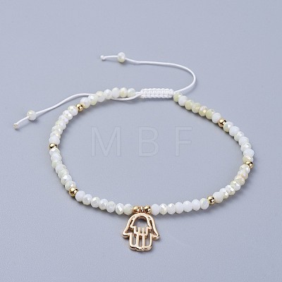 Electroplate Glass Braided Beads Bracelets BJEW-JB04311-1