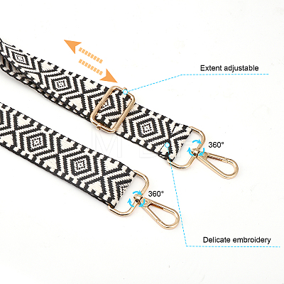 Two Tone Rhombus Pattern Polyester Braided Adjustable Bag Handles FIND-WH0129-27A-1