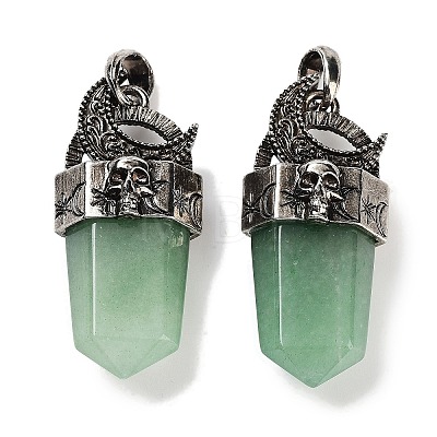 Natural Green Aventurine Faceted Sword Pendants G-Q163-01AS-01-1