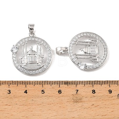 Brass & Clear Cubic Zirconia Pendants KK-G558-13P-1