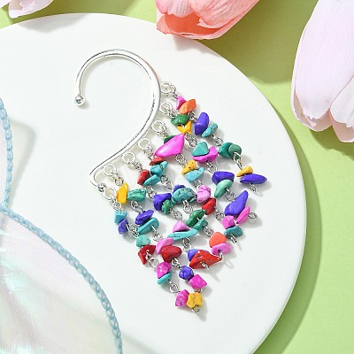 Colorful Synthetic Turquoise Chips Tassel Earrings EJEW-JE05518-1
