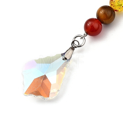 Chakra Leaf Crystal Suncatcher Dowsing Pendulum Pendants PALLOY-JF00460-01-1