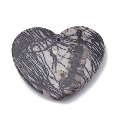 Natural Black Silk Stone/Netstone Pendants G-S330-32-1