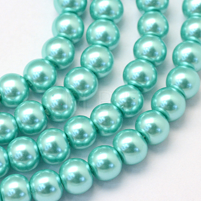 Baking Painted Pearlized Glass Pearl Round Bead Strands HY-Q330-8mm-65-1