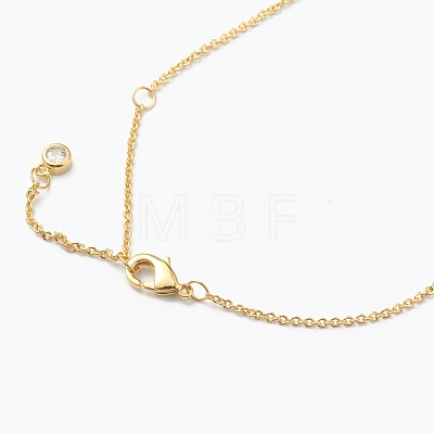 Brass Micro Pave Clear Cubic Zirconia Pendant Necklaces NJEW-J059-01J-1
