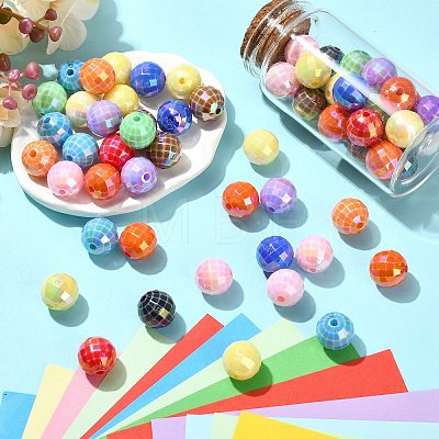 100Pcs UV Plating Opaque Acrylic Beads MACR-CJ0002-48-1
