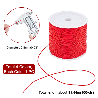 4Rolls 4 Colors Braided Nylon Thread NWIR-PH0001-79A-1