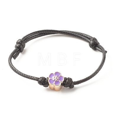 Plum Blossom Acrylic Enamel Beaded Cord Bracelet BJEW-JB07851-1