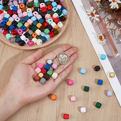 Spray Painted Wooden Beads WOOD-PA0001-53A-1