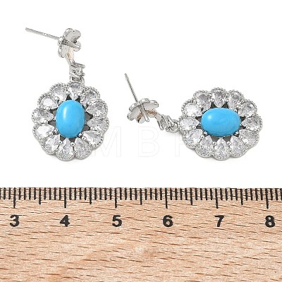 Brass Pave Cubic Zirconia Stud Earring Findings KK-C172-12P-1