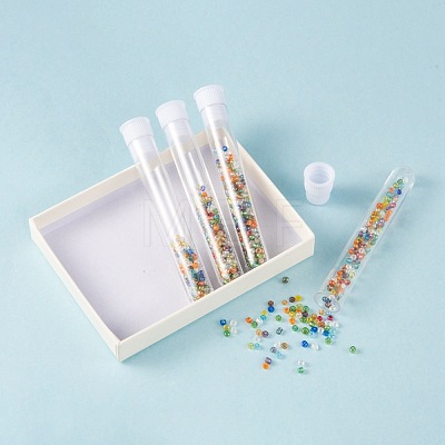 Clear Tube Plastic Bead Containers with Lid C065Y-1