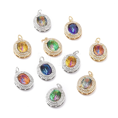 Brass Cubic Zirconia Pendants KK-G404-02-1