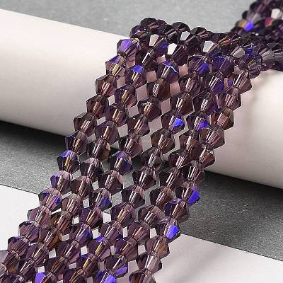 Transparent Electroplate Glass Beads Strands GLAA-F029-3mm-D04-1