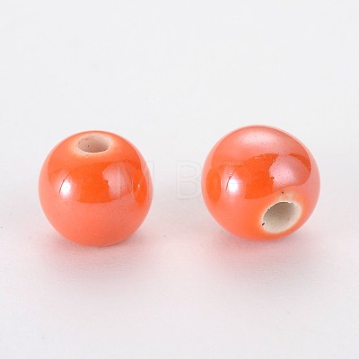 Pearlized Handmade Porcelain Round Beads PORC-S489-6mm-M-1