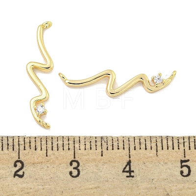 Brass Pave Clear Cubic Zirconia Wave Shaped Connector Charms KK-S386-28G-1