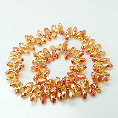 Electroplate Glass Faceted Teardrop Beads Strands EGLA-D014-29-1