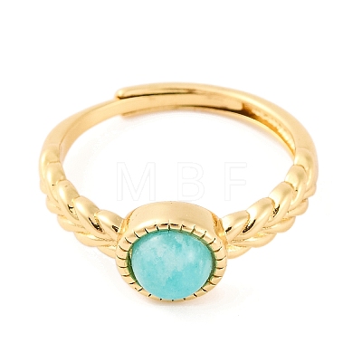 Round Natural Amazonite Adjustable Rings RJEW-Q817-03G-01-1