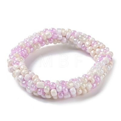 Crochet Glass Beads Braided Stretch Bracelet BJEW-K232-01N-1