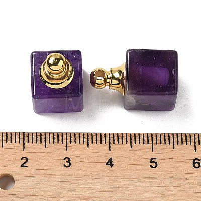 Natural Amethyst Perfume Bottle Pendants G-Z039-04G-04-1