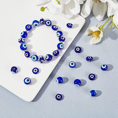 CHGCRAFT 72Pcs Handmade Evil Eye Lampwork Beads LAMP-CA0001-01-1