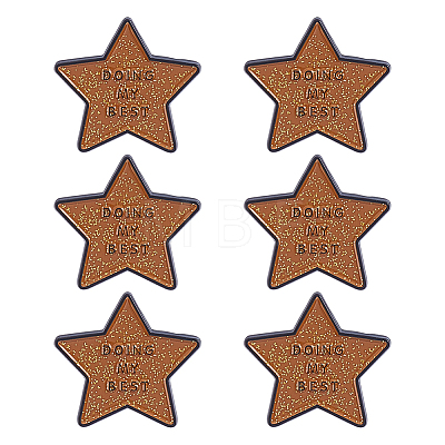 6Pcs Star with Word Doing My Best Enamel Pins JEWB-HY0001-62-1