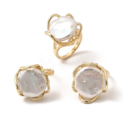 Brass Cuff Open Rings for Women RJEW-D344-02G-1